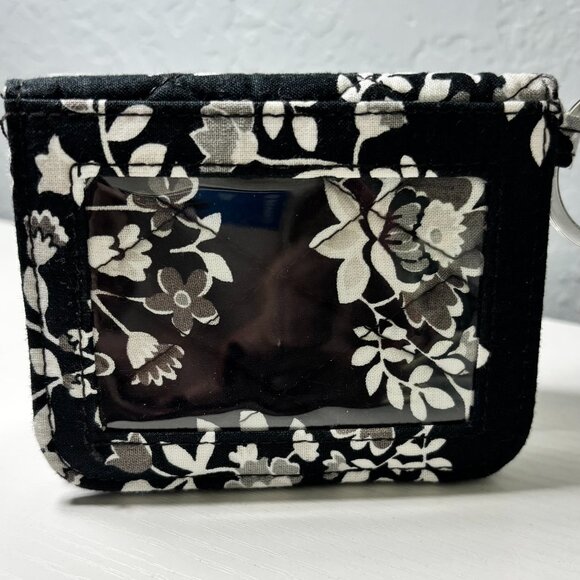 Vera Bradley Chandelier Noir Quilted Cotton Zip ID Case Wallet Key Chain - Picture 2 of 3